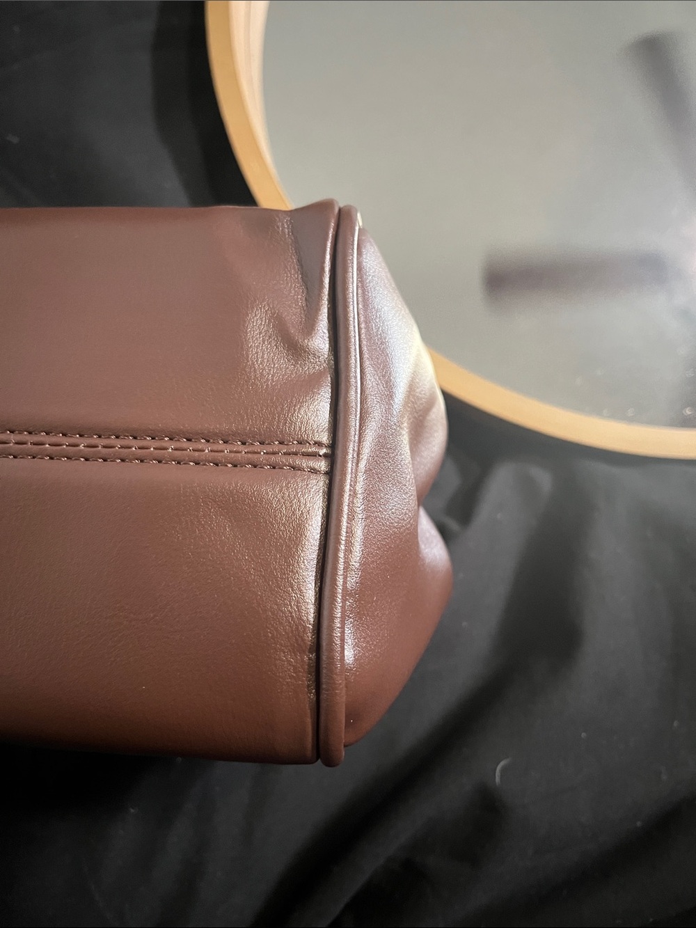 London Fog Brown Leather Satchel with Top Handle - Picture 4 of 8